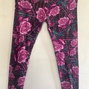 Lularoe leggings purple with rose print